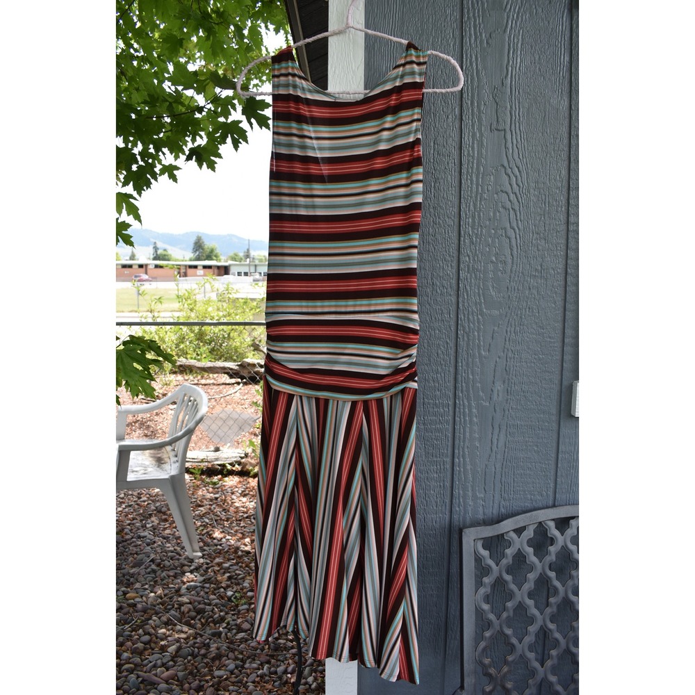 Velvet Torch Vintage Striped Midi Dress Womens Small Wrap Neck Made in USA Y2K - Picture 3 of 6